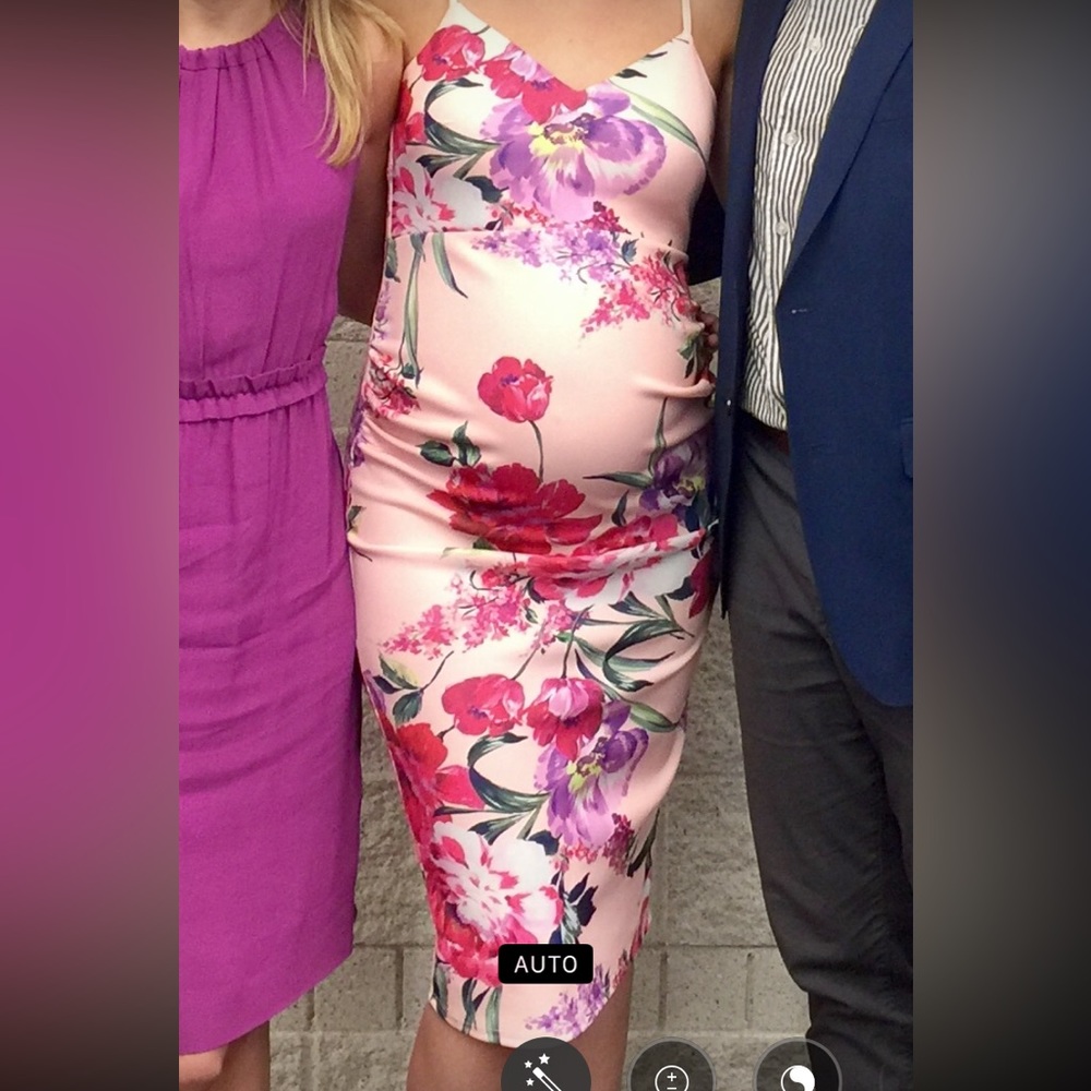 Pink Floral Maternity Dress